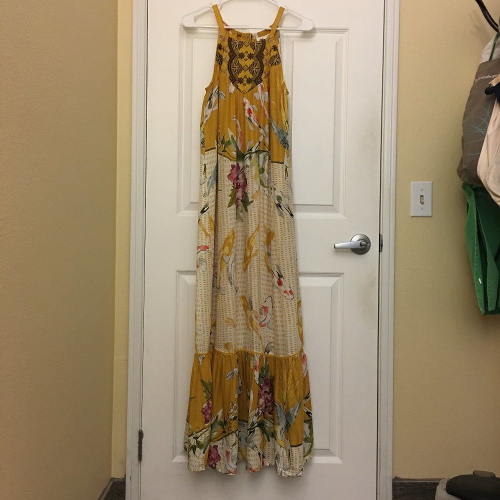 ANTHROPOLOGIE Paradiso Koi Fish Halter Maxi Dress - Picture 2 of 6